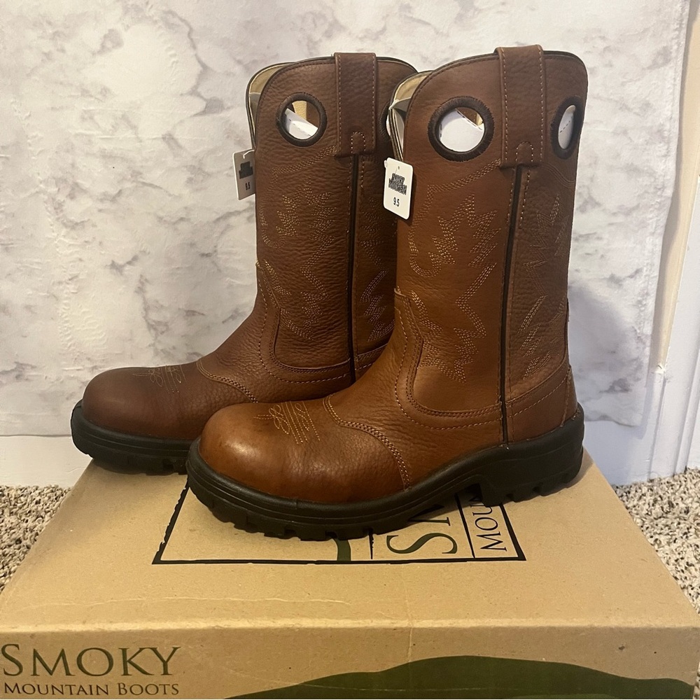 NWT Smoky Mountain Boots Mens Steel Toed Brown Leather Boots